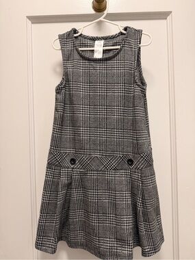 F&F Black and White Plaid Sleeveless Drop-Waist Dress